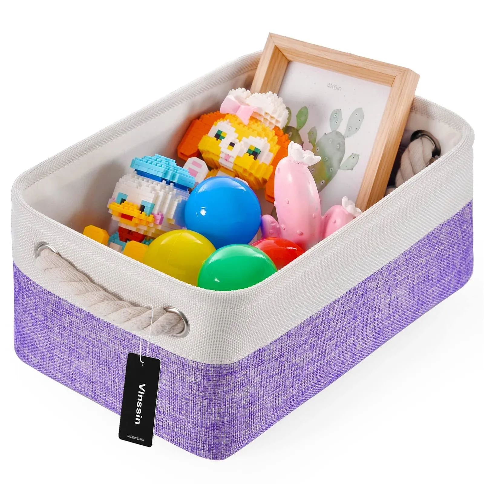 Vinssin Small Storage Baskets for Gift,Foldable Mini Purple Basket with Cotton ...