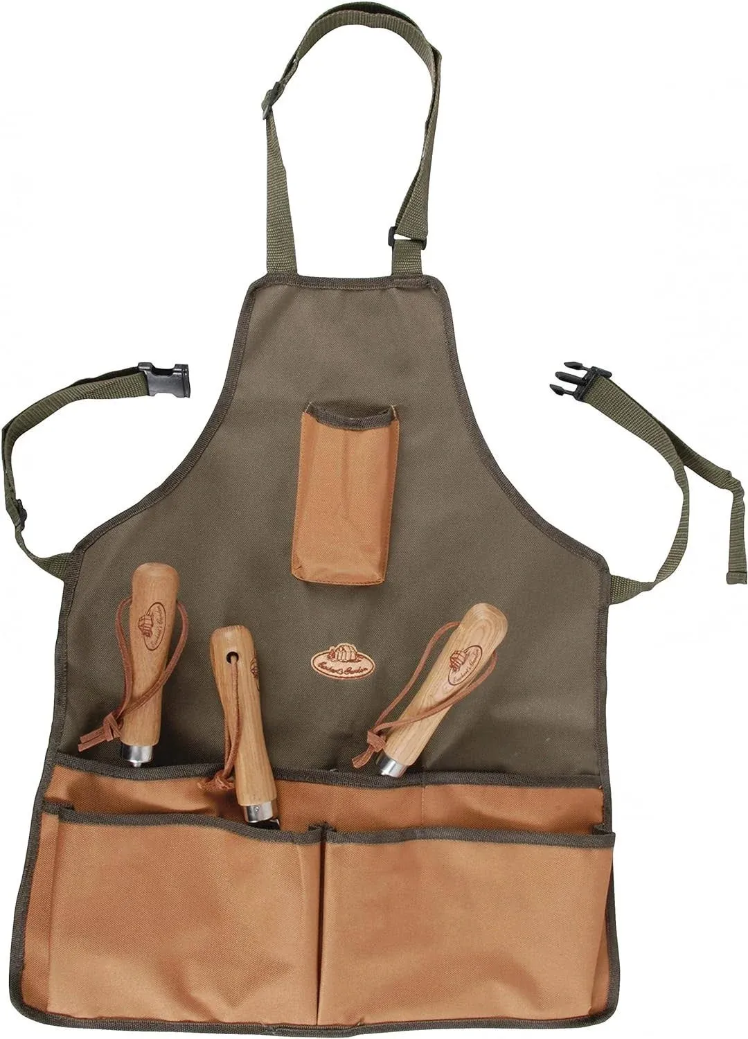 Esschert Design GT06 Adjustable Size Garden Canvas Tool Apron 6 Pockets Green