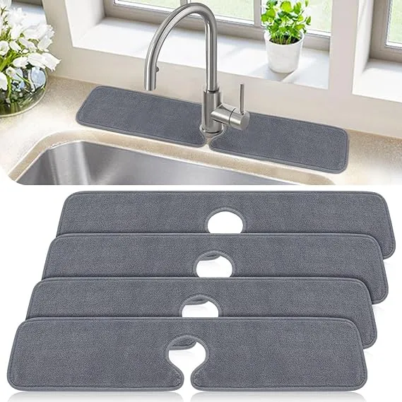 PoYang 4 Pack Kitchen Sink Splash Guard: Long Sink Faucet Mat Splash Guard, Super ...