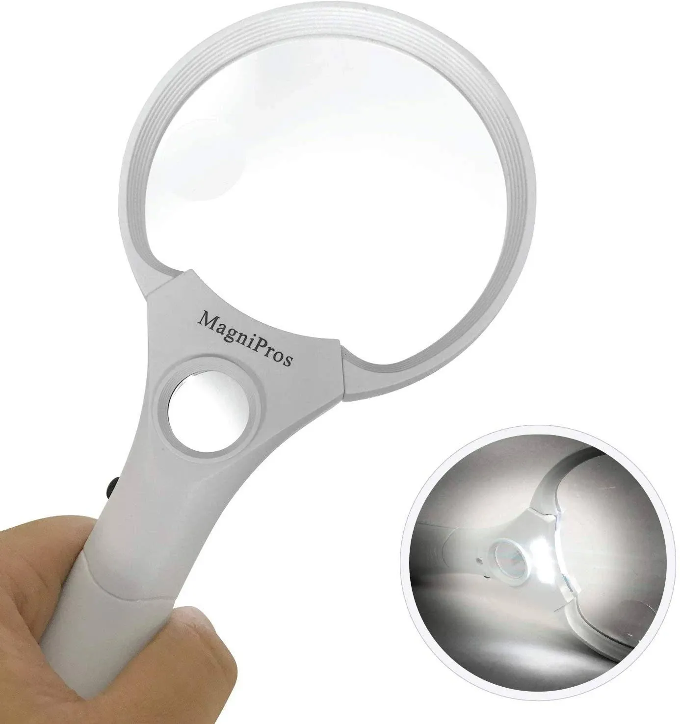 MagniPros 3 Ultra Bright LED Lights 3X 4.5X 25X Power Handheld Reading Magnifying Glass with Light- Ideal for Reading Small Prints, Map, Coins, Inspection and Jewelry Loupe