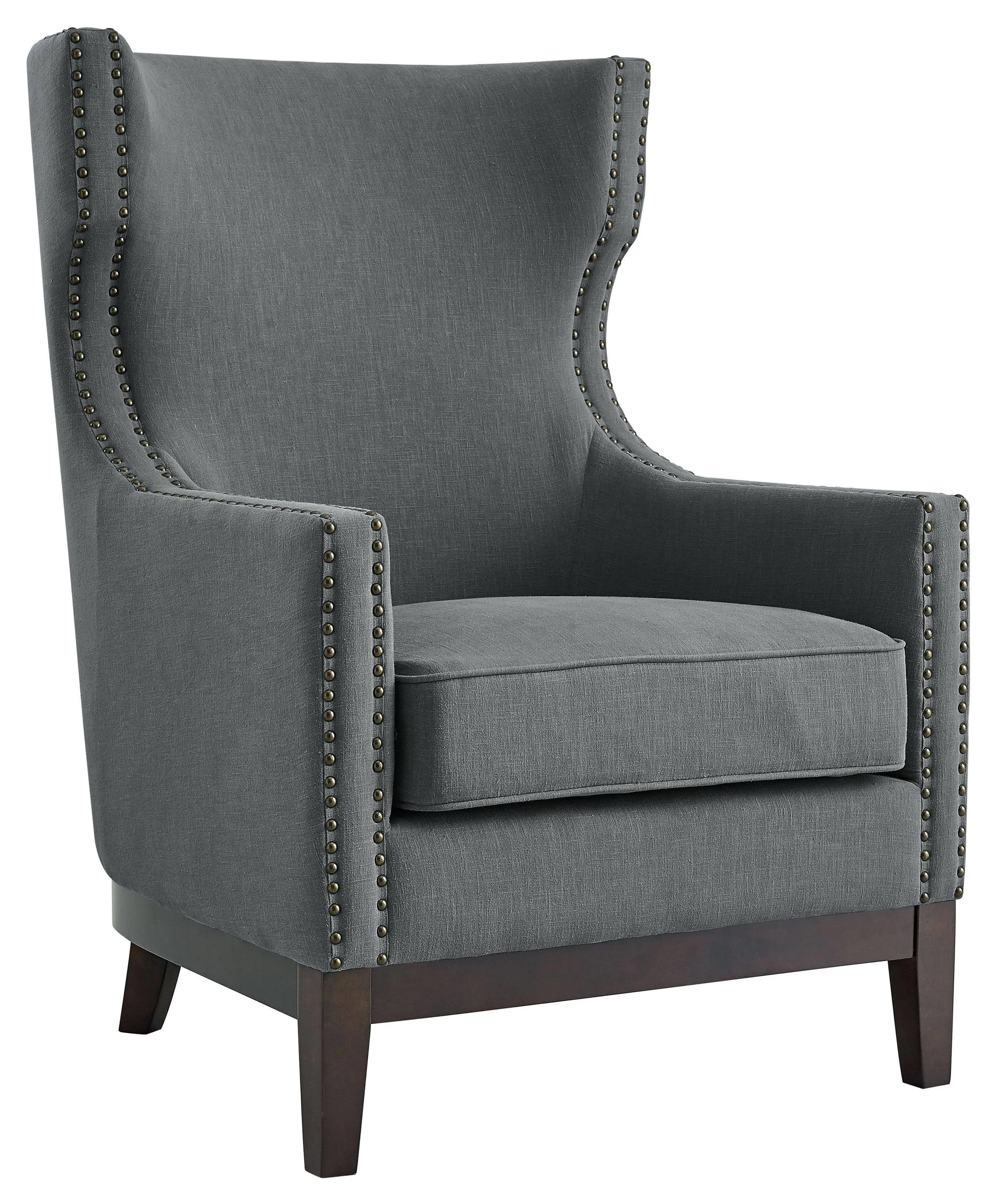 Roswell 29" Linen Accent Chair In Medium Gray