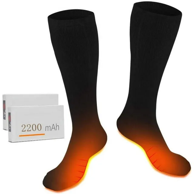 Washable Men Women Electric Heated Socks Winter Foot Warmer Rechargeable Battery