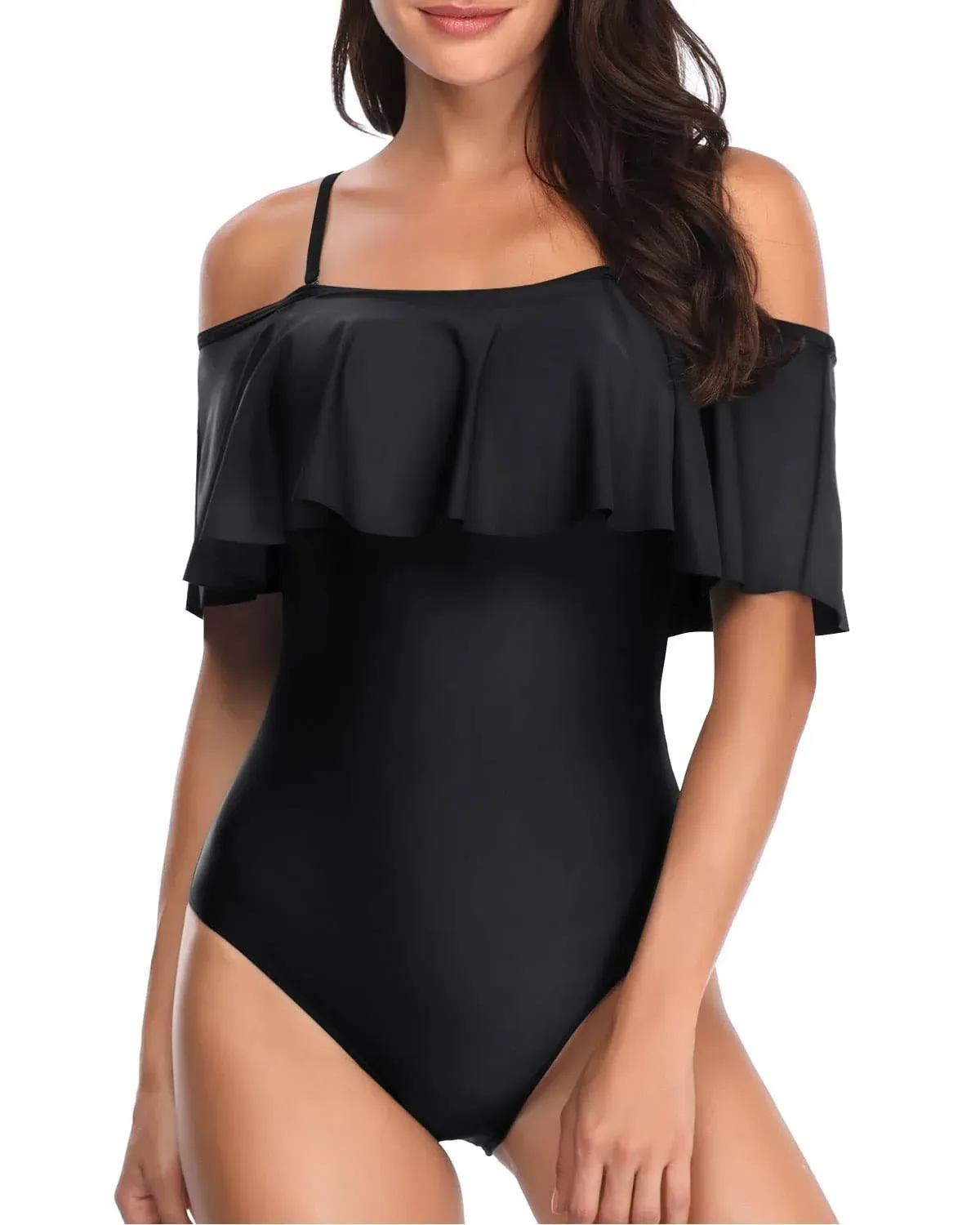 NWT SeaFancy Women&#x27;s One Piece Swimsuit Off Shoulder Ruffled Bathing Suit Size M