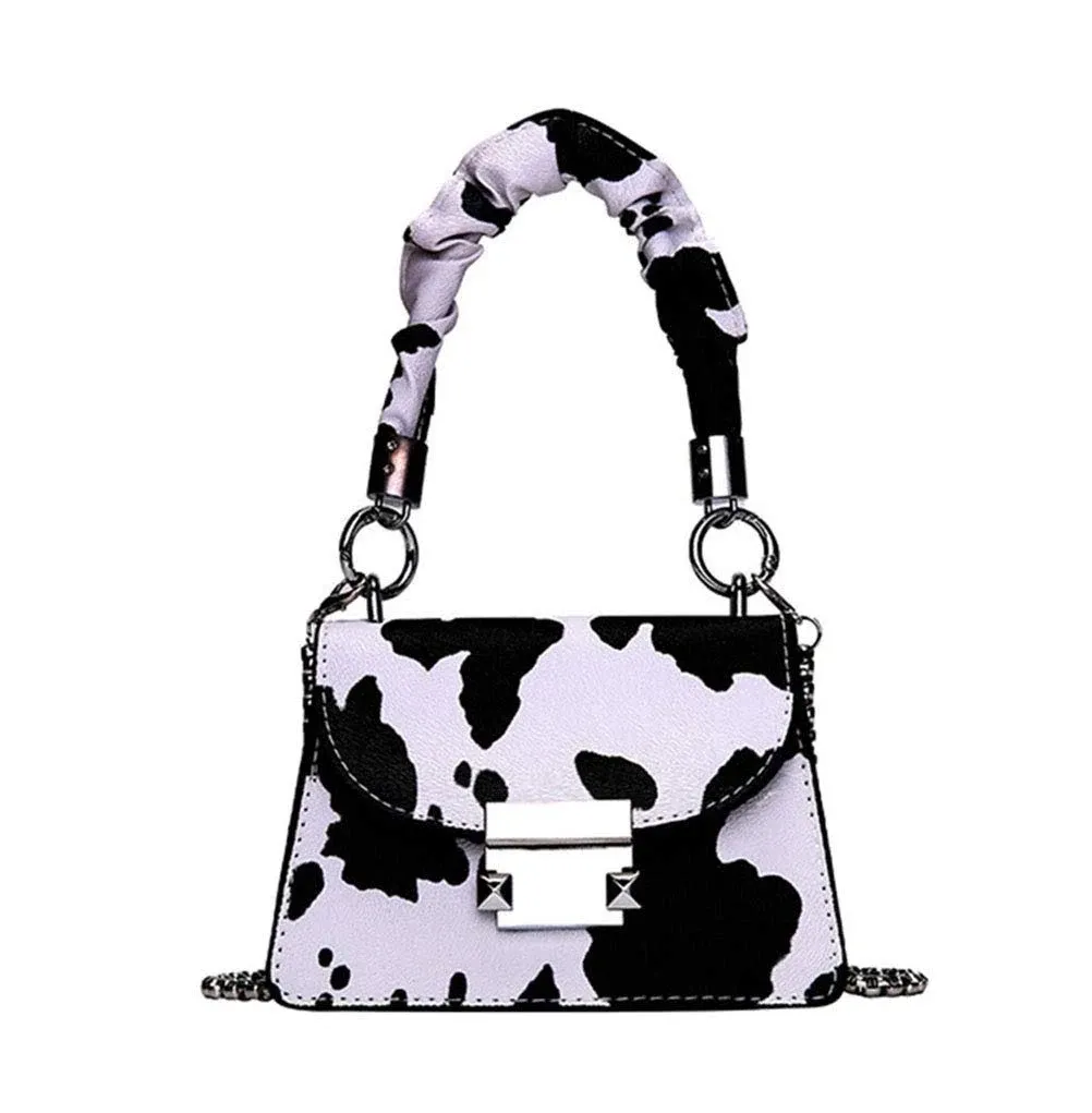 PURFANREE Women Cow Print Shoulder Bag Small Clutch Evening Purse Crossbody Hand