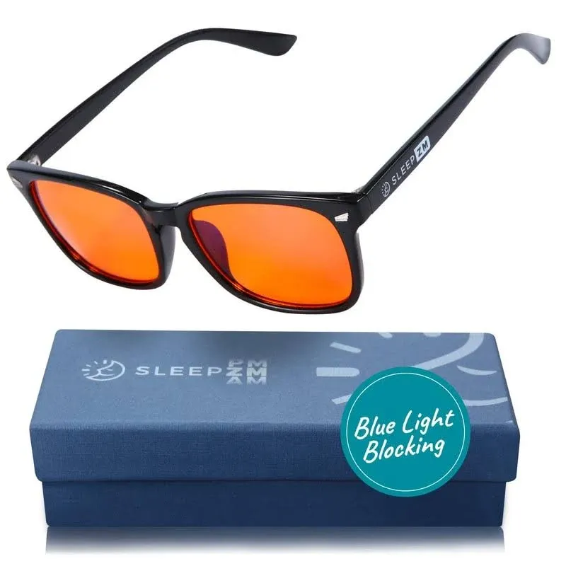 Sleep ZM Black Wayfarer Style Orange Lens Blue Light Blocking Glasses