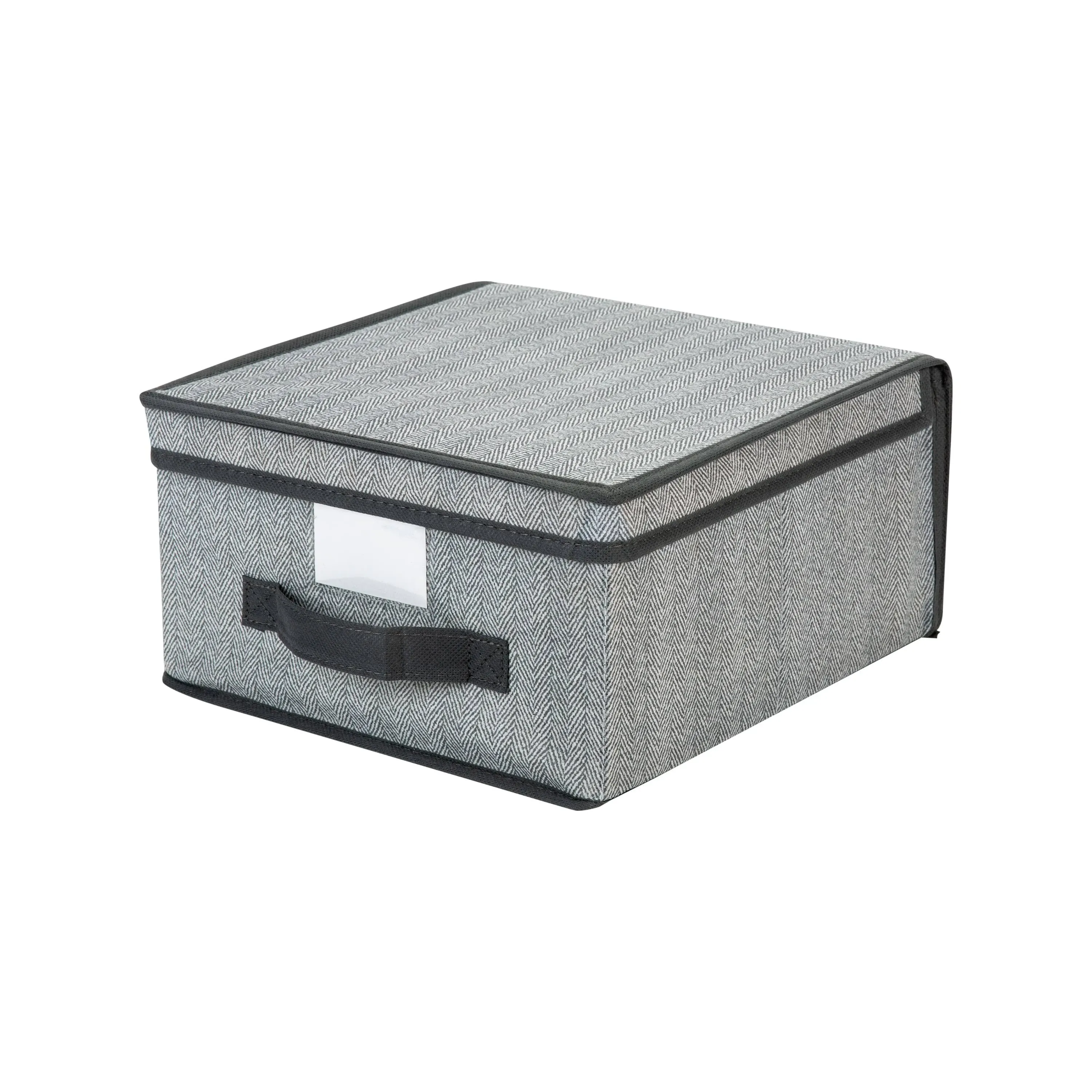 Simplify Breathable Woven Storage Box with Flip Top Lid, Keeps Out Dust and Odors, Good for Off Season Clothing, Linens, Toys & Accessories. Store in Closets or Under The Bed, Medium, Grey