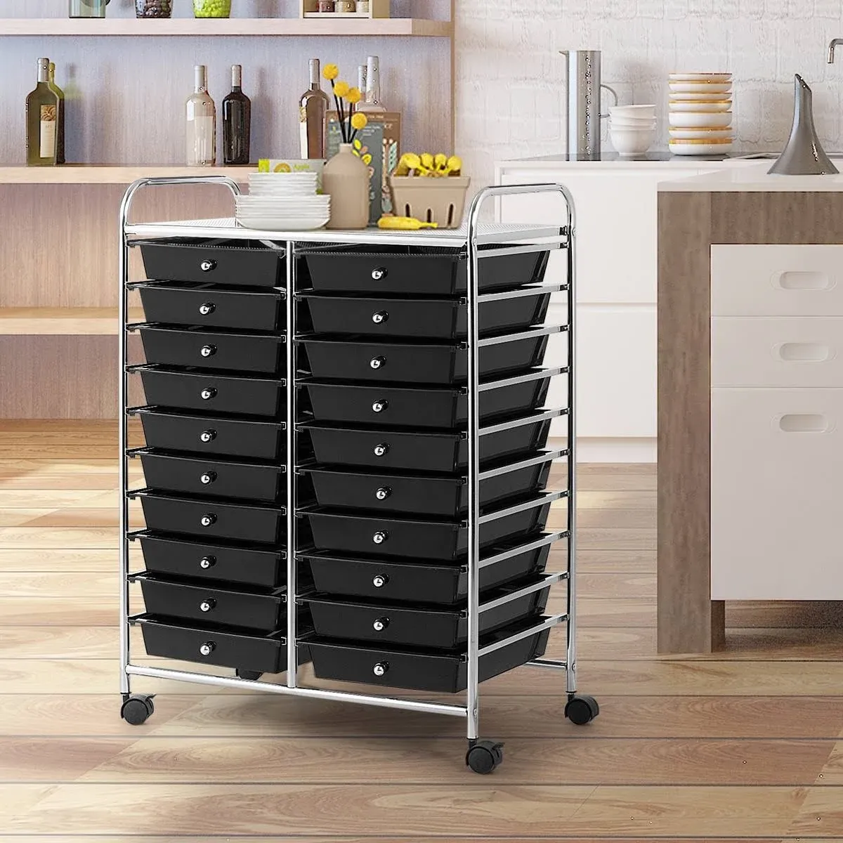 Costway 20 Drawer Rolling Storage Cart Scrapbook Paper Office Organizer