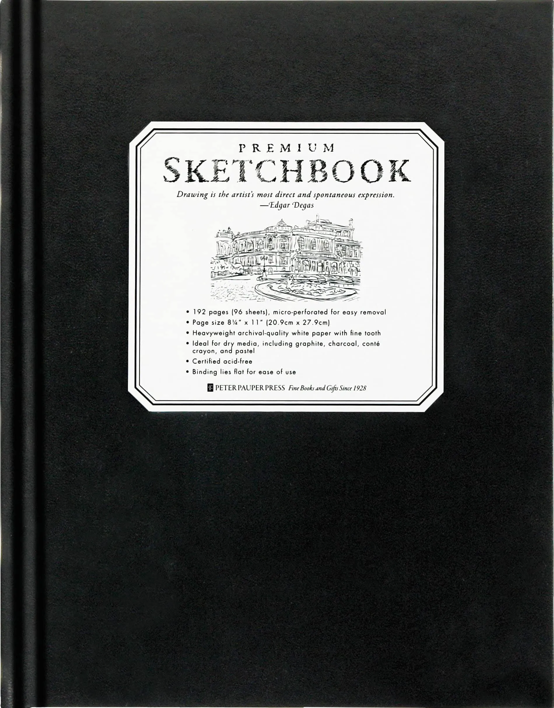 Premium Black Sketchbook - Large (8-1/2 inch x 11 inch, Micro-Perforated Pages)