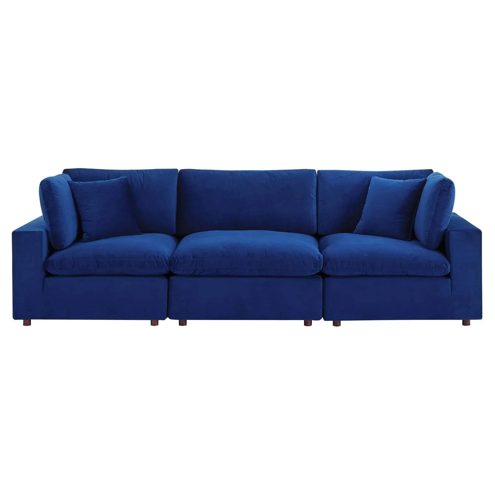 Modway - Commix Down Filled Overstuffed Performance Velvet 3-Seater Sofa - EEI-4817-NAV