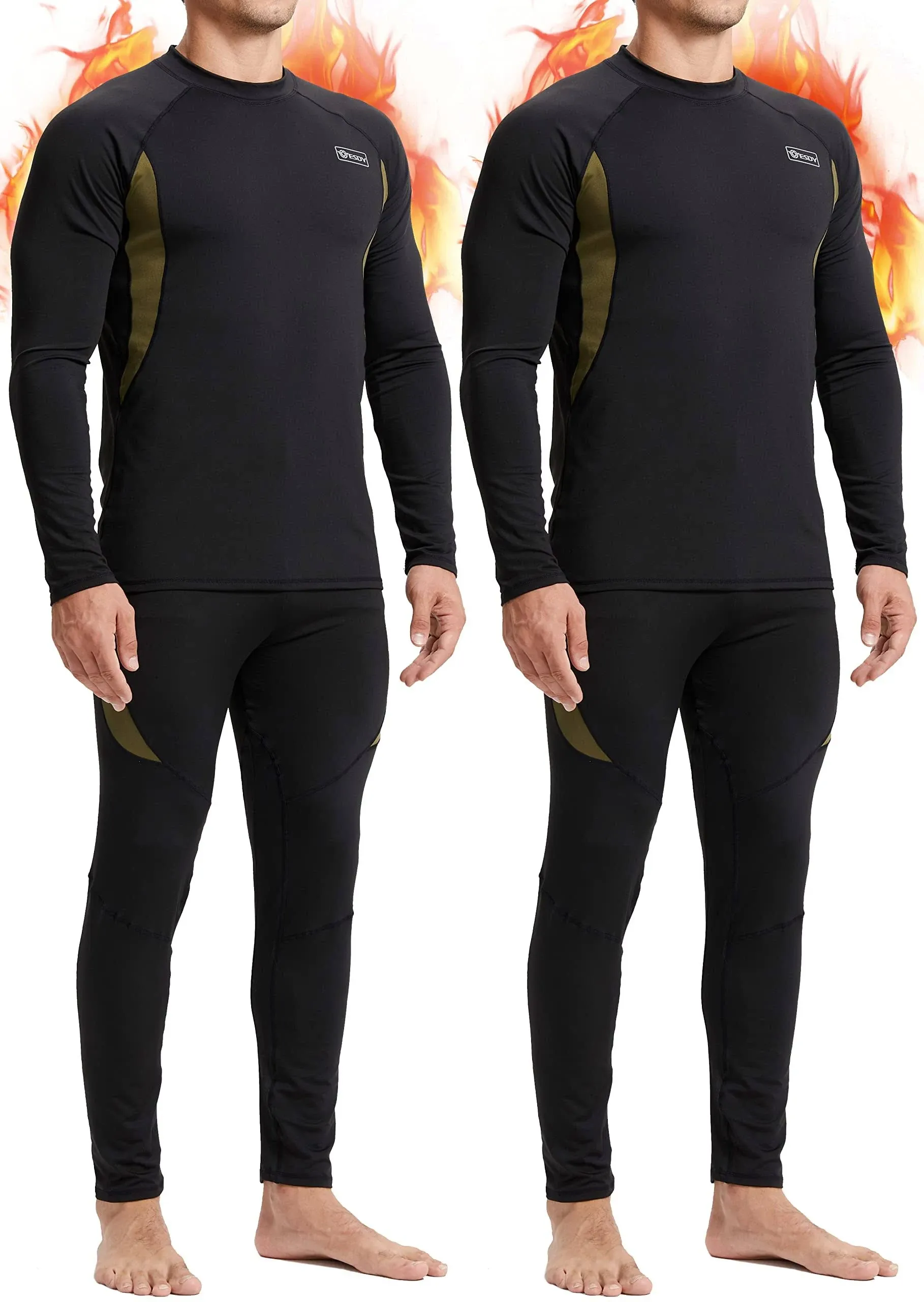 romision Thermal Underwear for Men Long Johns Fleece Lined Hunting Gear Bottom Top Set Base Layer for Cold Weather XS-4XL