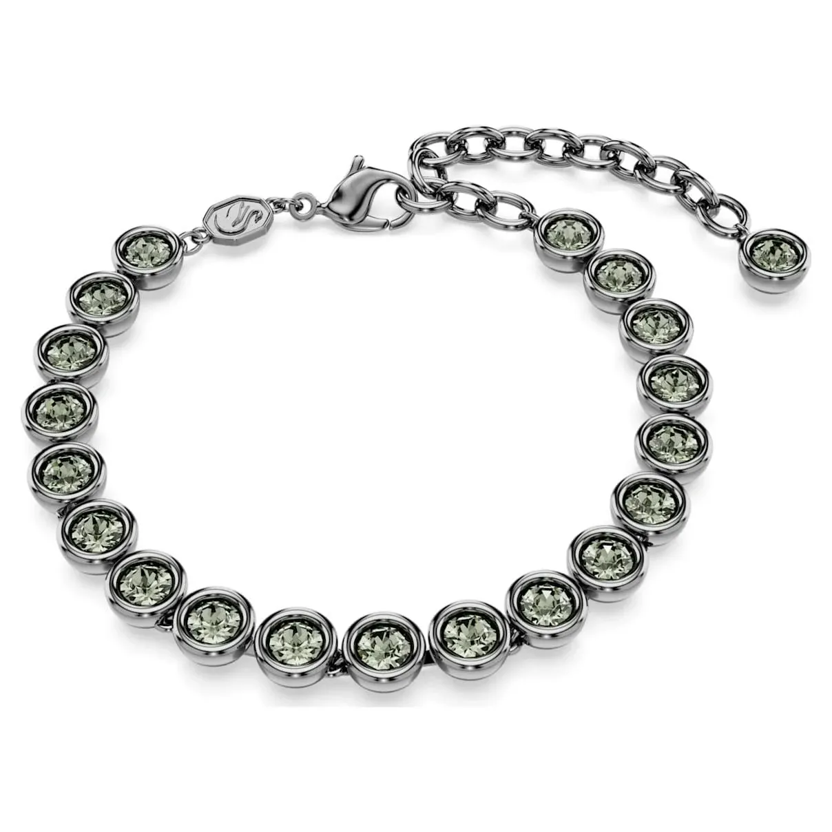 Swarovski Imber Tennis Bracelet, Round Cut, Black, Ruthenium Plated