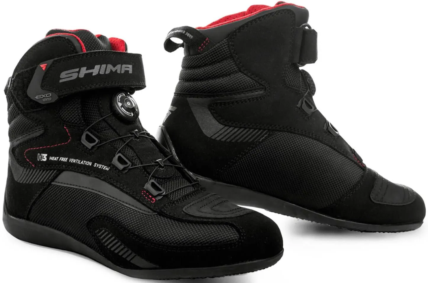 SHIMA EXO Vented, Motorcycle Shoes for Men | Breathable, Reinforced Street Riding Shoes with ATOP Closure System, Ankle Support, Anti-Slip Sole, Gear Pad (Black, 9.5)