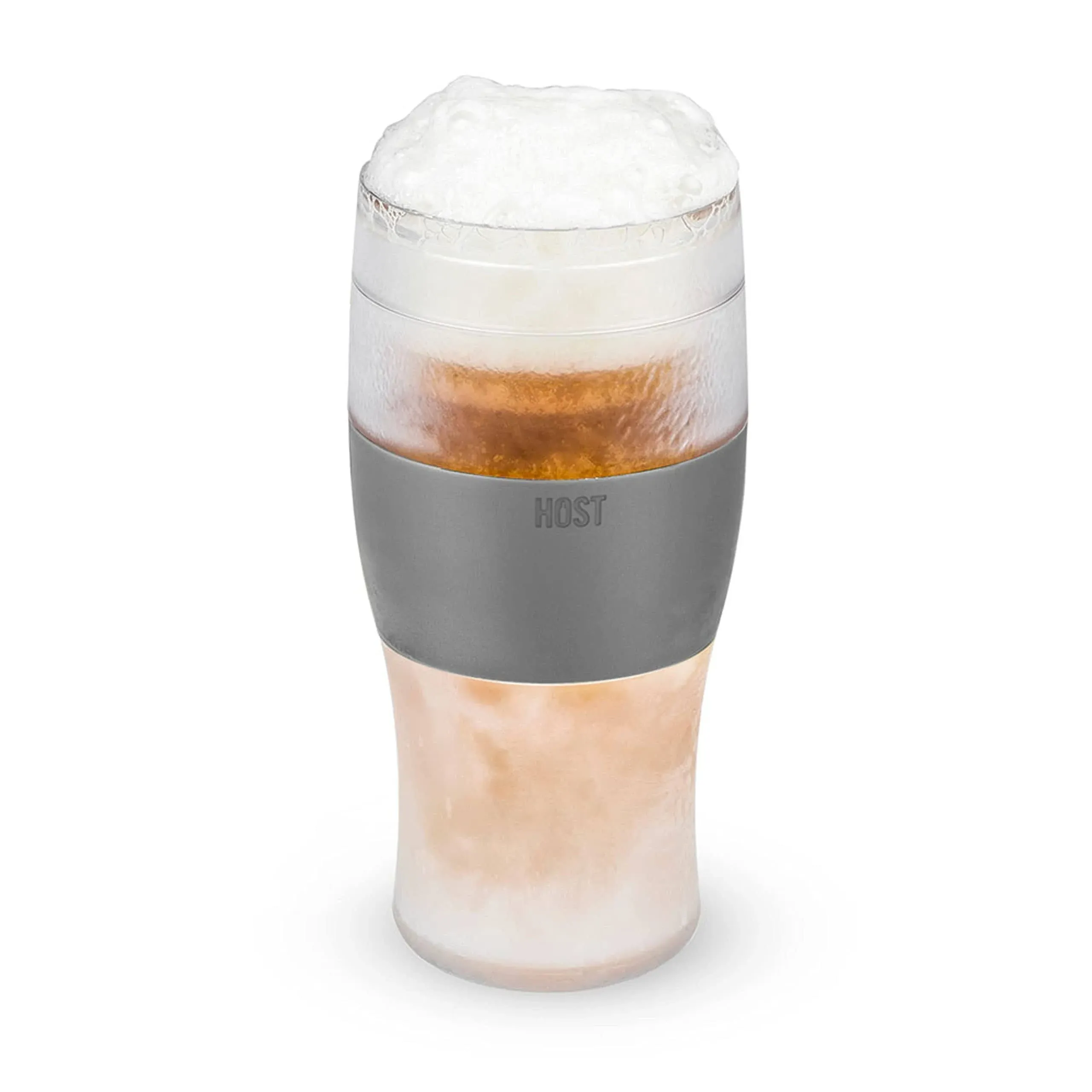 Beer Freezer Gel Chiller Double Wall Plastic Frozen Pint Glass, Acrylic, Grey