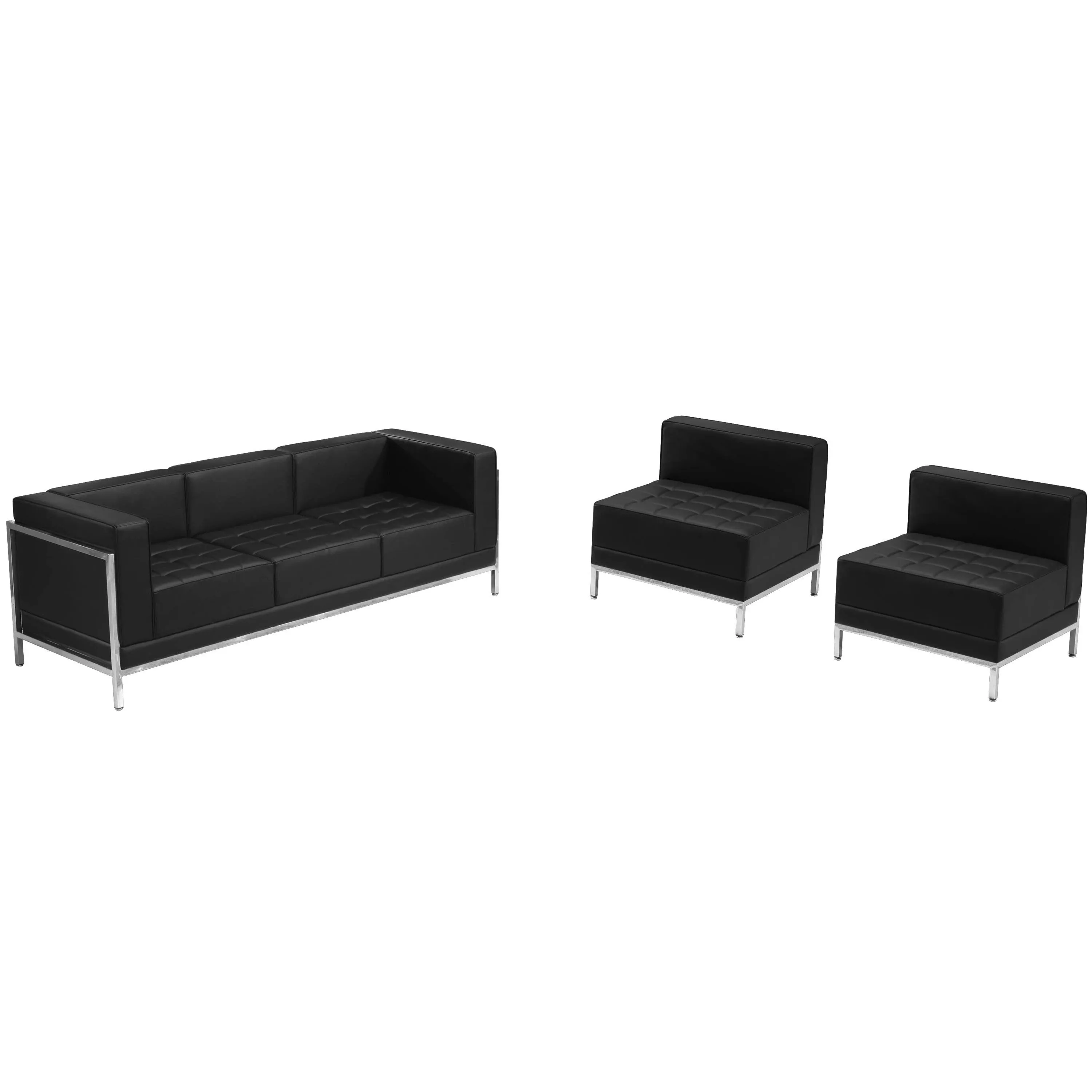 HERCULES Imagination Series Black LeatherSoft Sofa & Chair Set