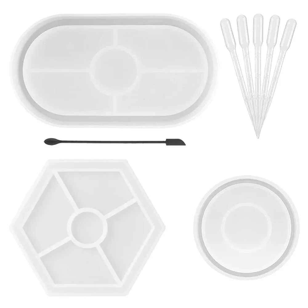 3 Pieces DIY Tray Resin Mold Kit, Silicone Oval Craft Dish Plate Mould, Jewel...