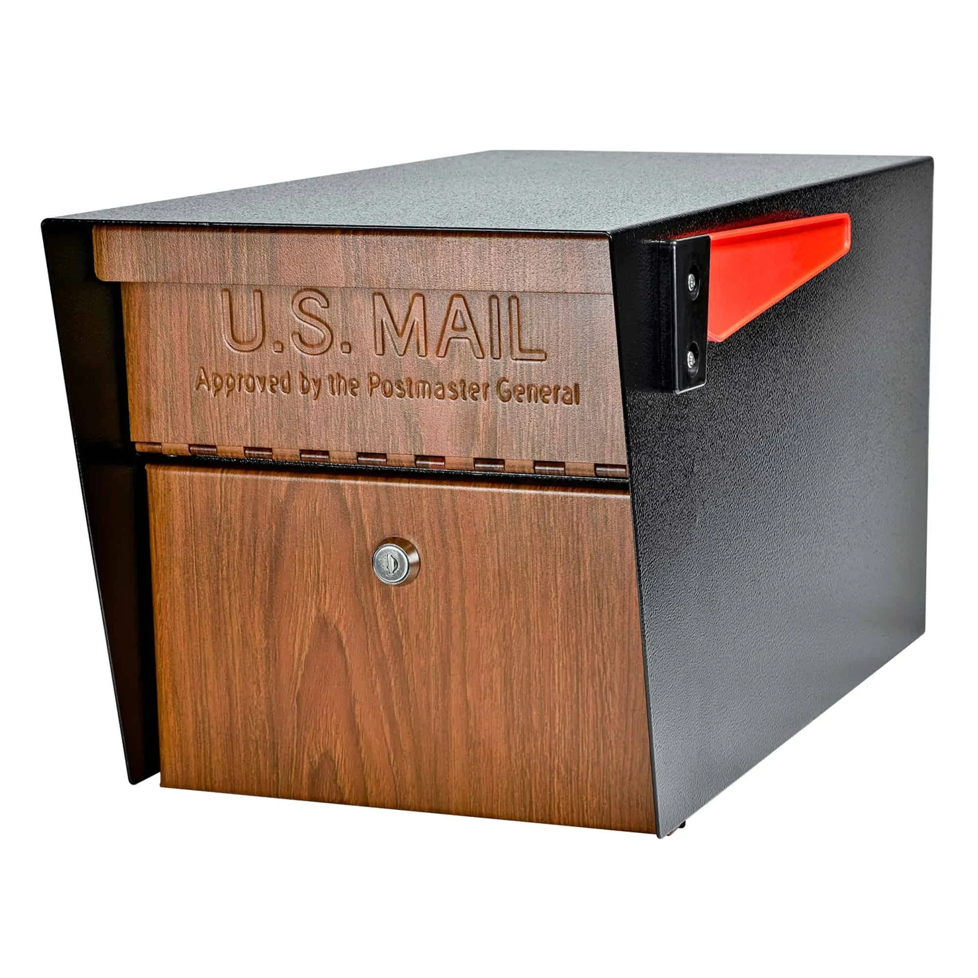 New Mail Boss Mail Manager Curbside Wood Grain Locking Security Mailbox