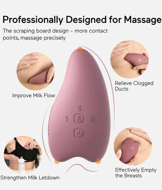 Momcozy - Double 2-in-1 Warming Vibration Lactation Massager - Rose