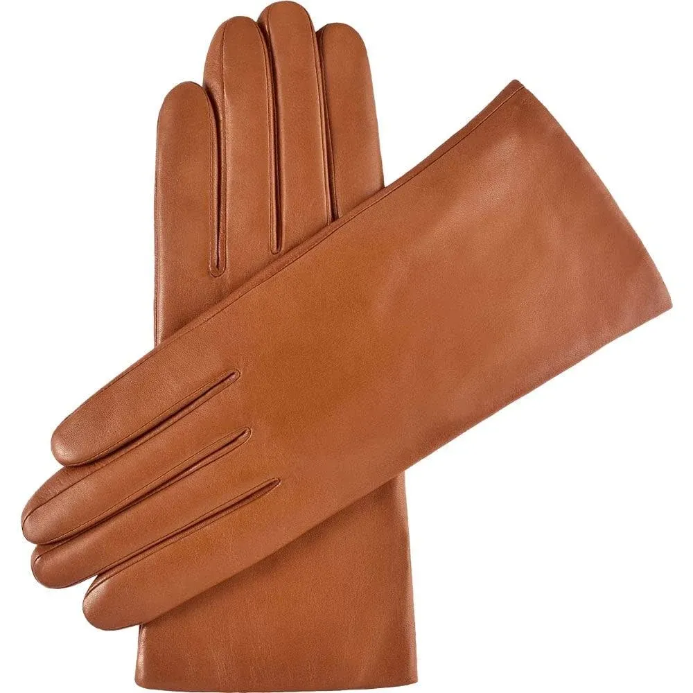 Touchscreen Leather Gloves Women Cognac - Handmade in Italy 8½ - XL