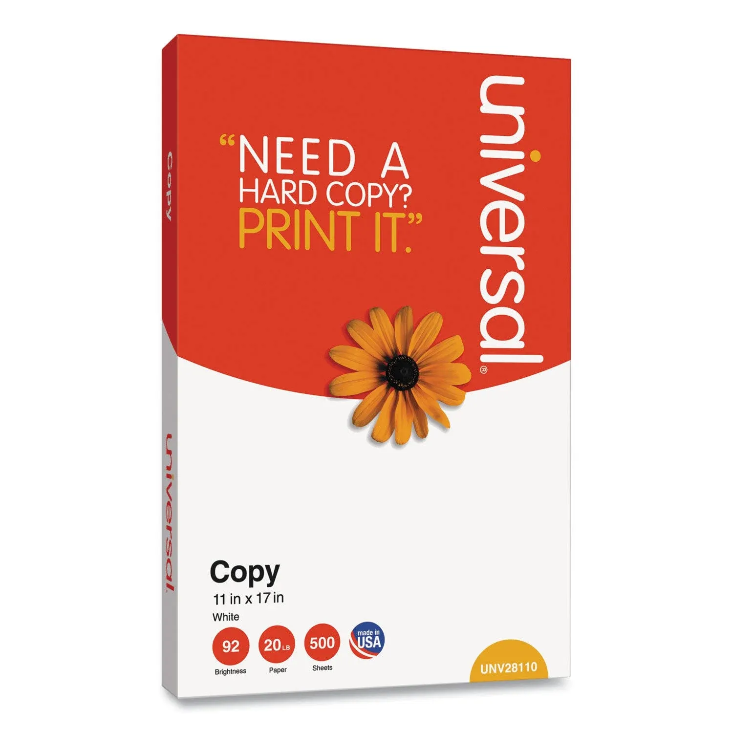 Universal Copy Paper 92 Bright 20 lb 11 x 17 White 500 Sheets/Ream