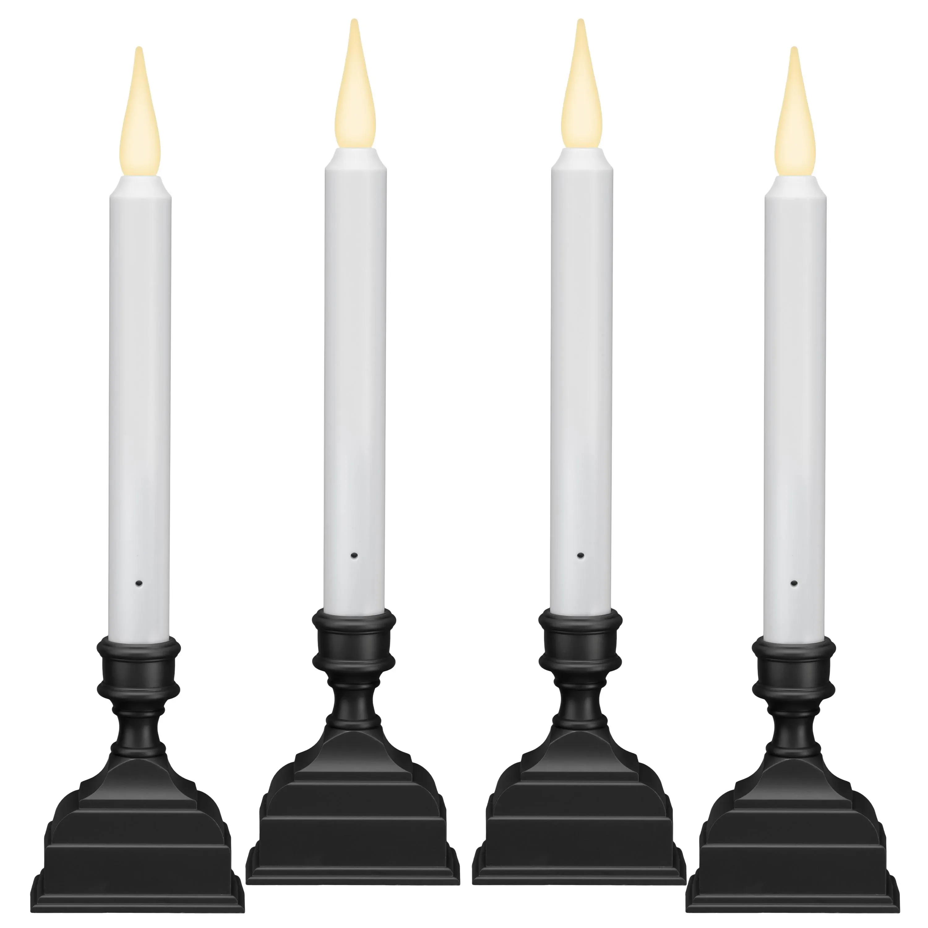 612 Vermont Battery Operated LED Window Candle with Sensor and 8 Hour Timer, Patented Dual LED Flicker Flame, VT-1620P-4 (Pack of 4, Pewter)