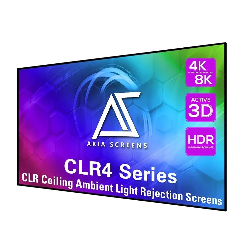 Akia Screens ALR Projector Screen 123 inch 16:9 4K UST Ultra Short Throw Projection, High Black Levels, Ceiling Ambient Light Rejecting Screen, Edge Free Fixed Frame Movie Screen AK-NB123H-CLR4