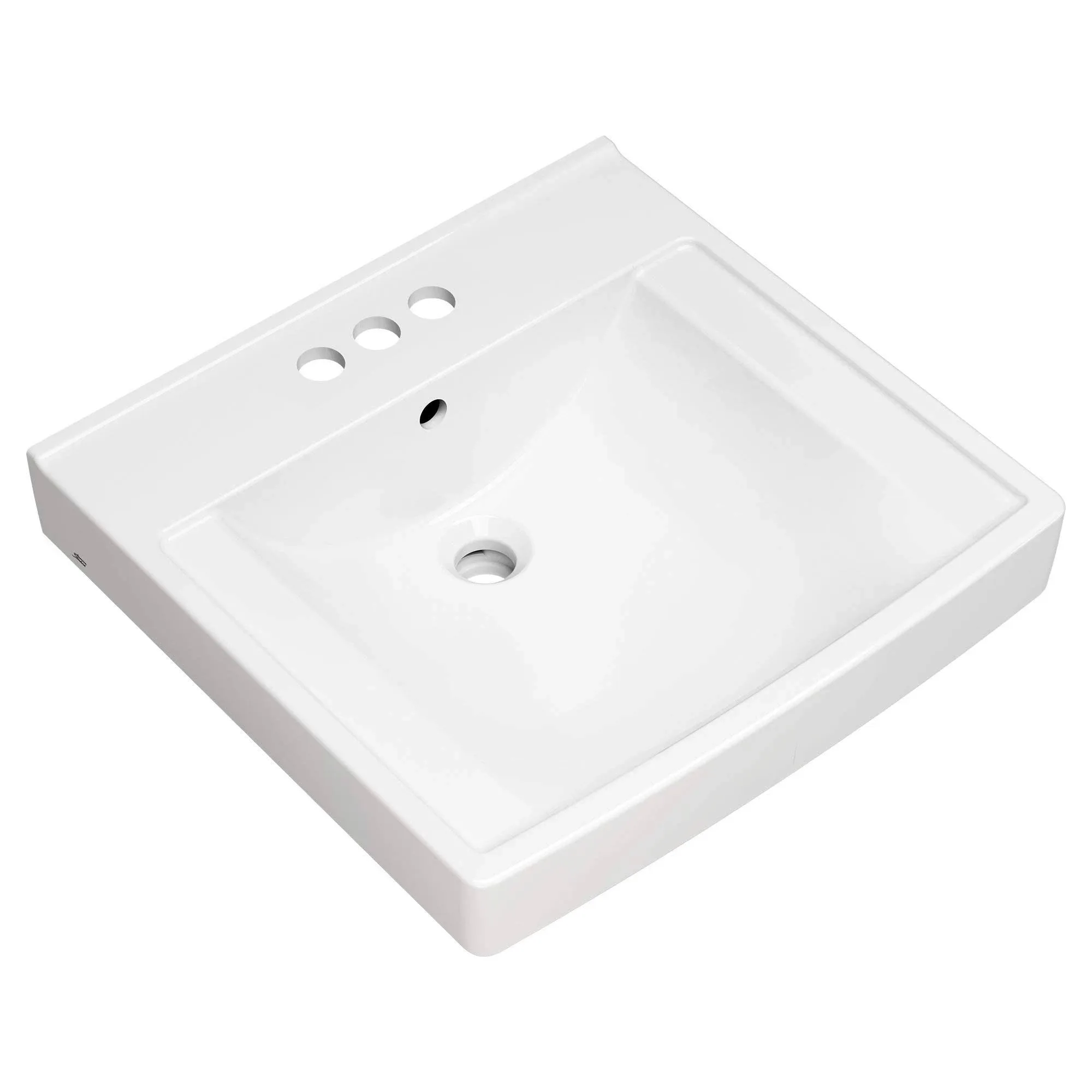 American Standard Decorum Vitreous China Wall-Hung Rectangle Vessel Sink with 4 in. Centerset Faucet Holes in White 9134004EC.020