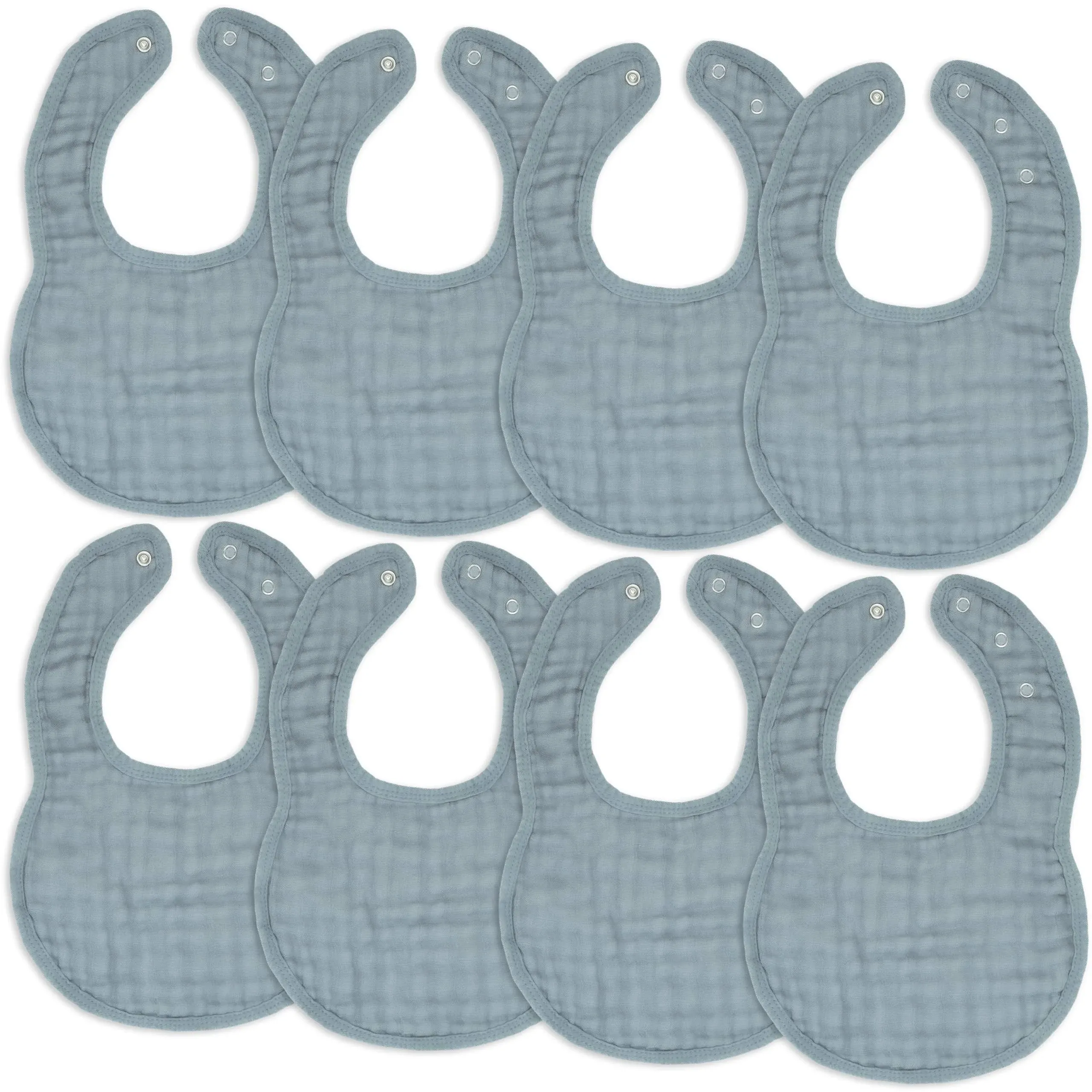 Comfy Cubs Muslin Baby Bibs, Pack of 8 Blue