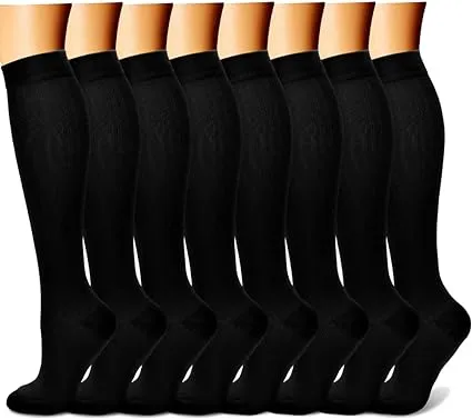 CHARMKING Compression Socks for Women & Men Circulation (8 Pairs) 15-20 mmHg Is Best Support for Athletic Running,Hiking