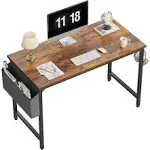 CubiCubi Study Computer Desk 32" Home Office Writing Small Desk, Modern Simple Style PC Table, Black Metal Frame, Rustic Brown