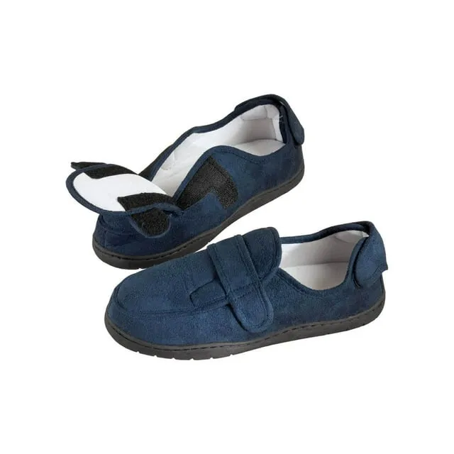 Miles Kimball Med Navy Blue Adjustable Memory Foam Slippers