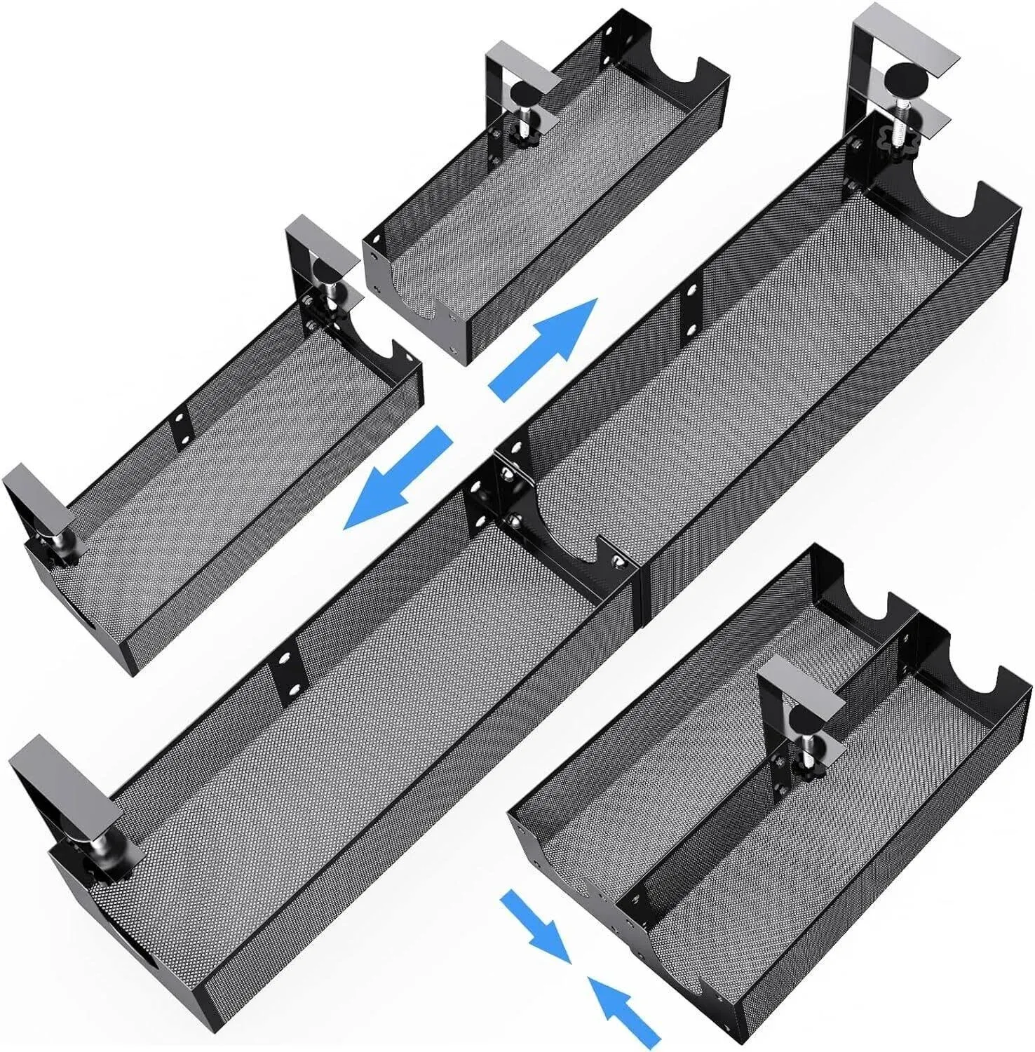 Metal Under Desk Cable Management Combinable Clamp Mount Cord Tray No Damage