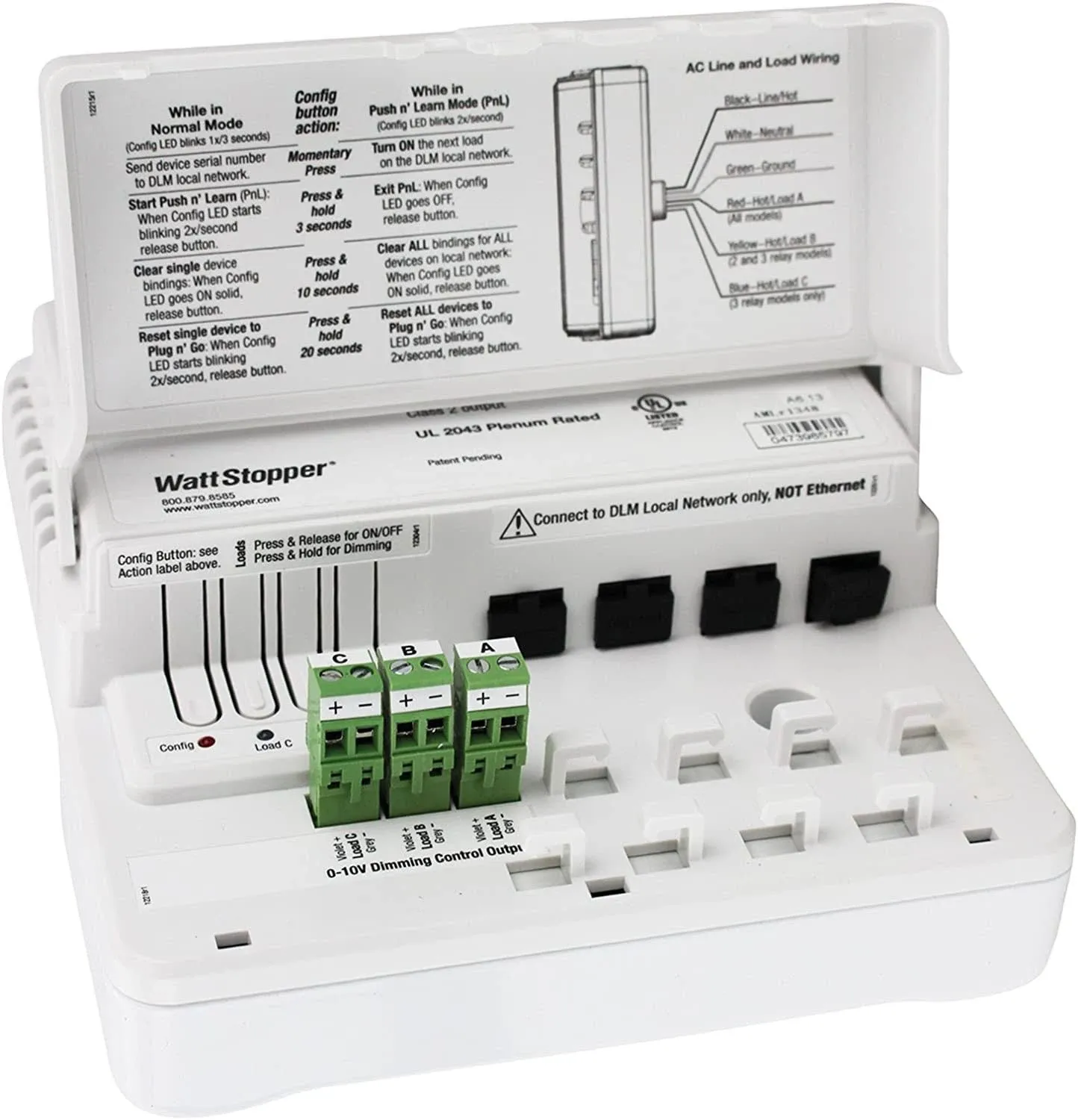 Wattstopper LMRC-213 Digital Triple Relay Room Controller, On/Off/ 0-10V Dimming