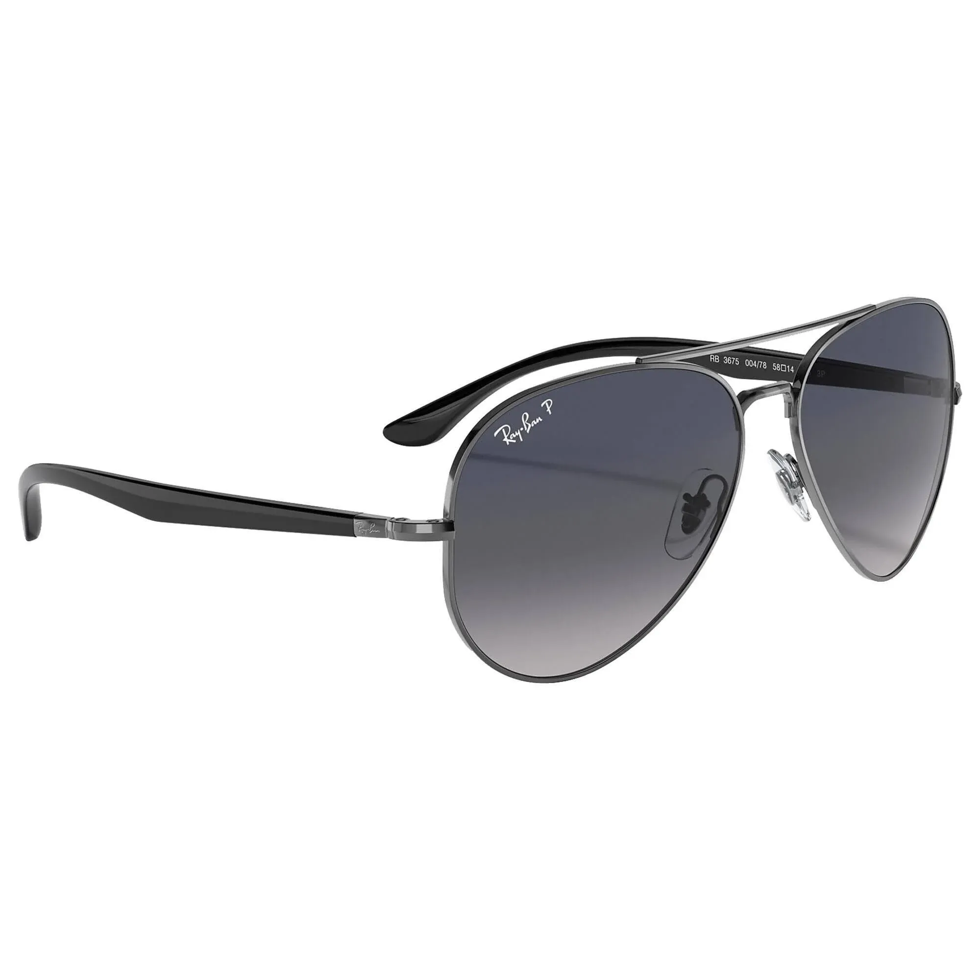 Ray-Ban Sunglasses with Blue and Grey Lenses in Polished Gunmetal