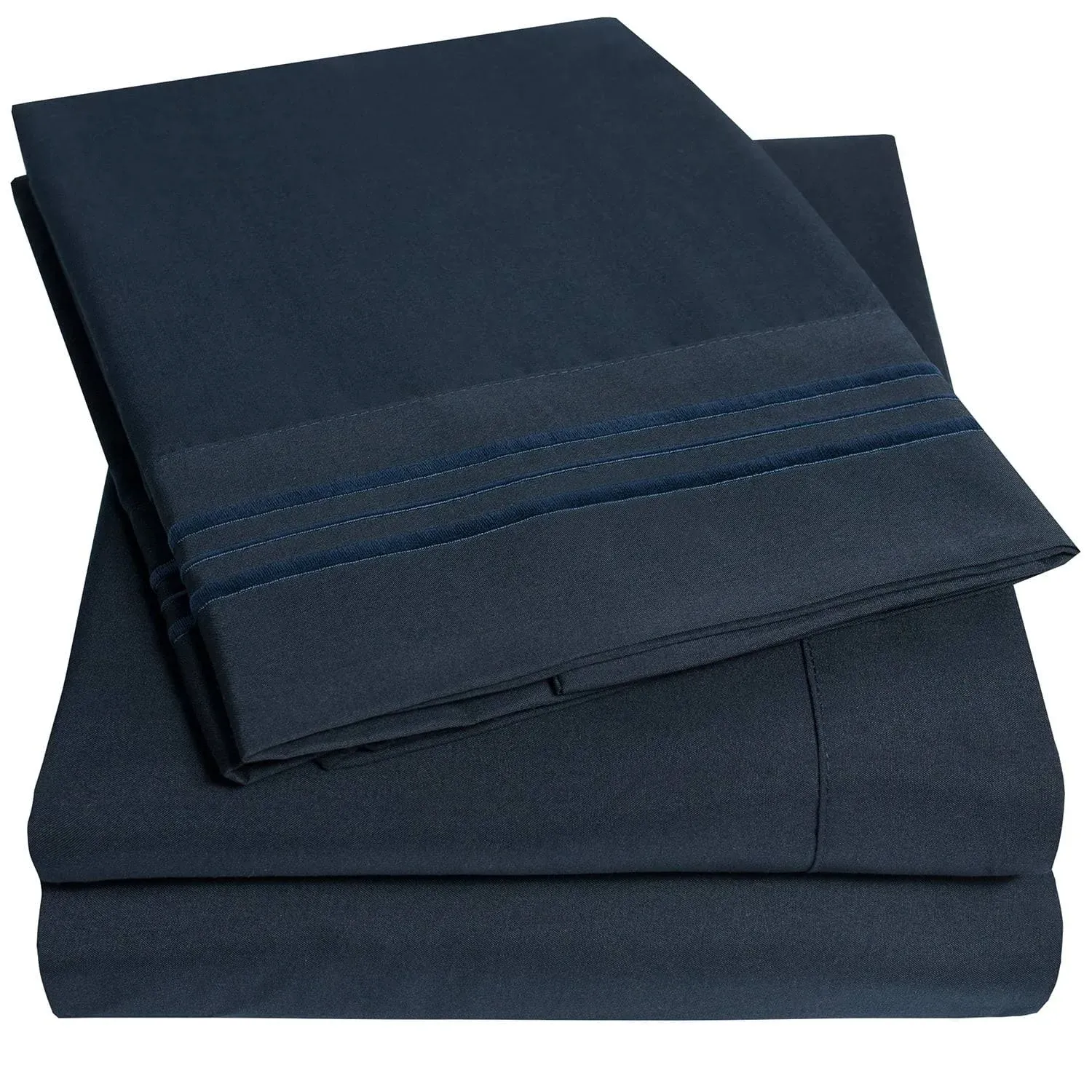 Full Size Sheet Sets - Breathable Luxury Sheets with Full Elastic & Secure Corner Straps Built In - 1800 Supreme Collection Extra Soft Deep Pocket Bedding Set, Sheet Set, Full, Navy