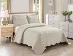 3pc King/Cal King Over Size Elegant Embossed Bedspread Set Lightweight Beige NEW