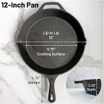 Backcountry Cast Iron Skillet(30cm Large Frying Pan + Cloth Handle Mitt, Pre-Seasoned for Non-Stick Like Surface, Cookware Oven / Broiler / Grill Safe