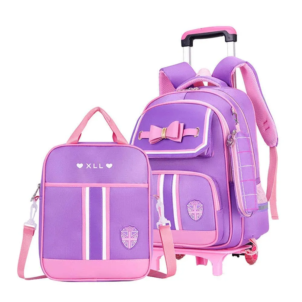 MITOWERMI Rolling Backpack for Girls Cute Trolley Bags Primary School Bookbag...