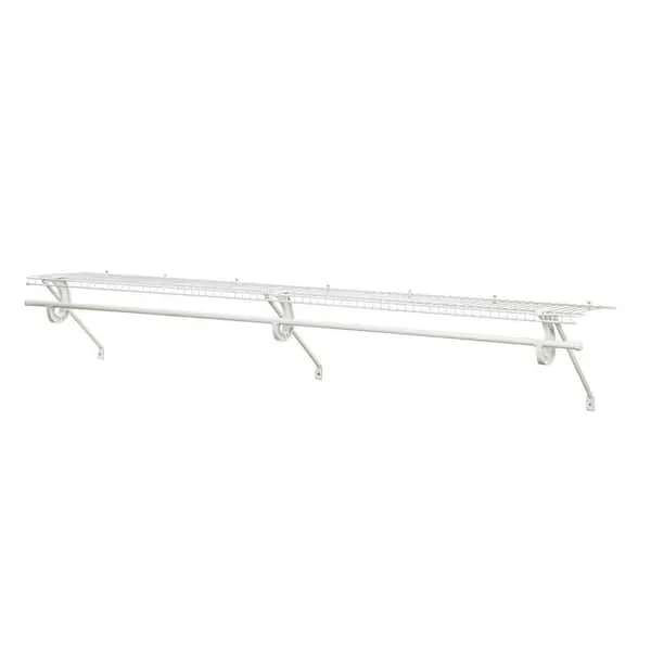 SuperSlide 72 in. W x 12 in. D White Steel Wire Closet Shelf Kit with Closet Rod