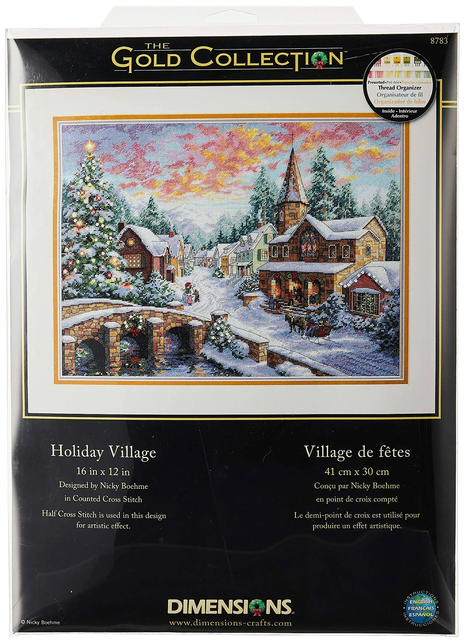 Dimensions Gold Collection Holiday Village Counted Cross Stitch Kit 16x12 Inches