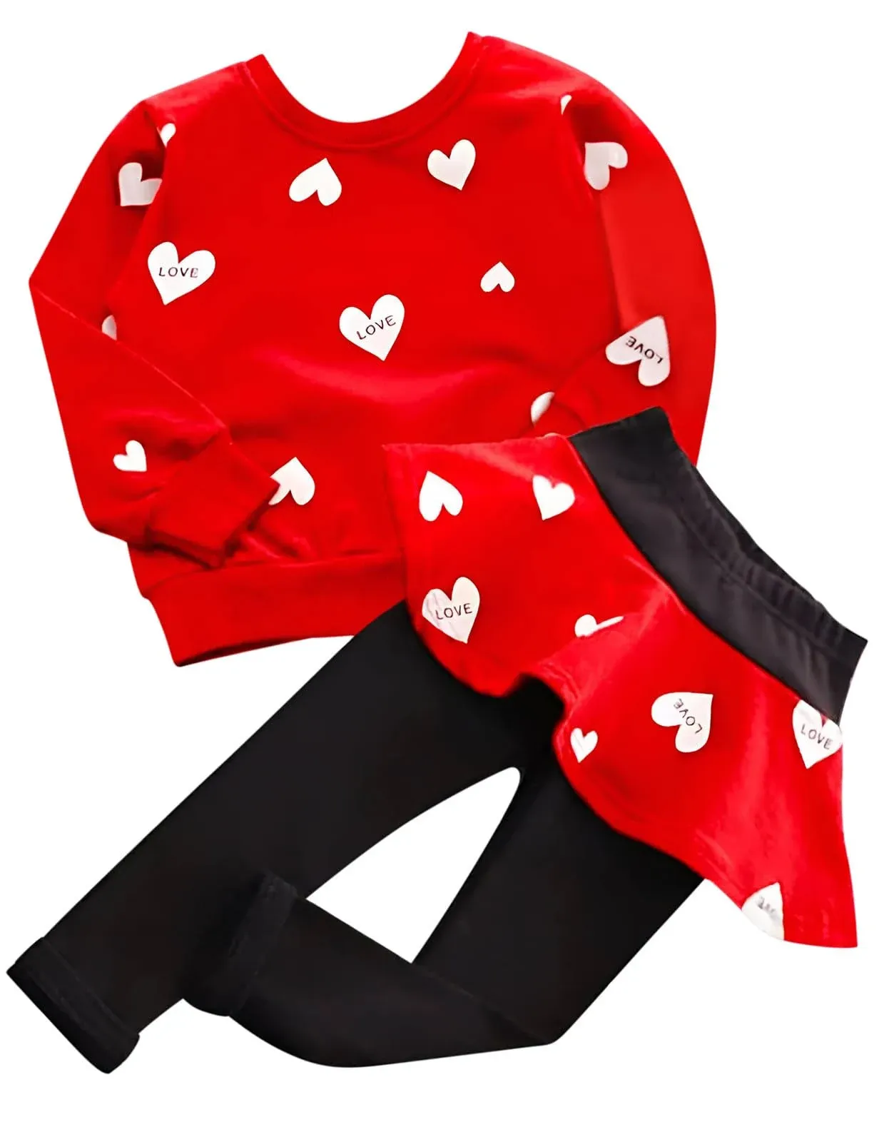 BOMDEALS Toddler Girl Valentines Day Outfit - Kids Adorable Allover He