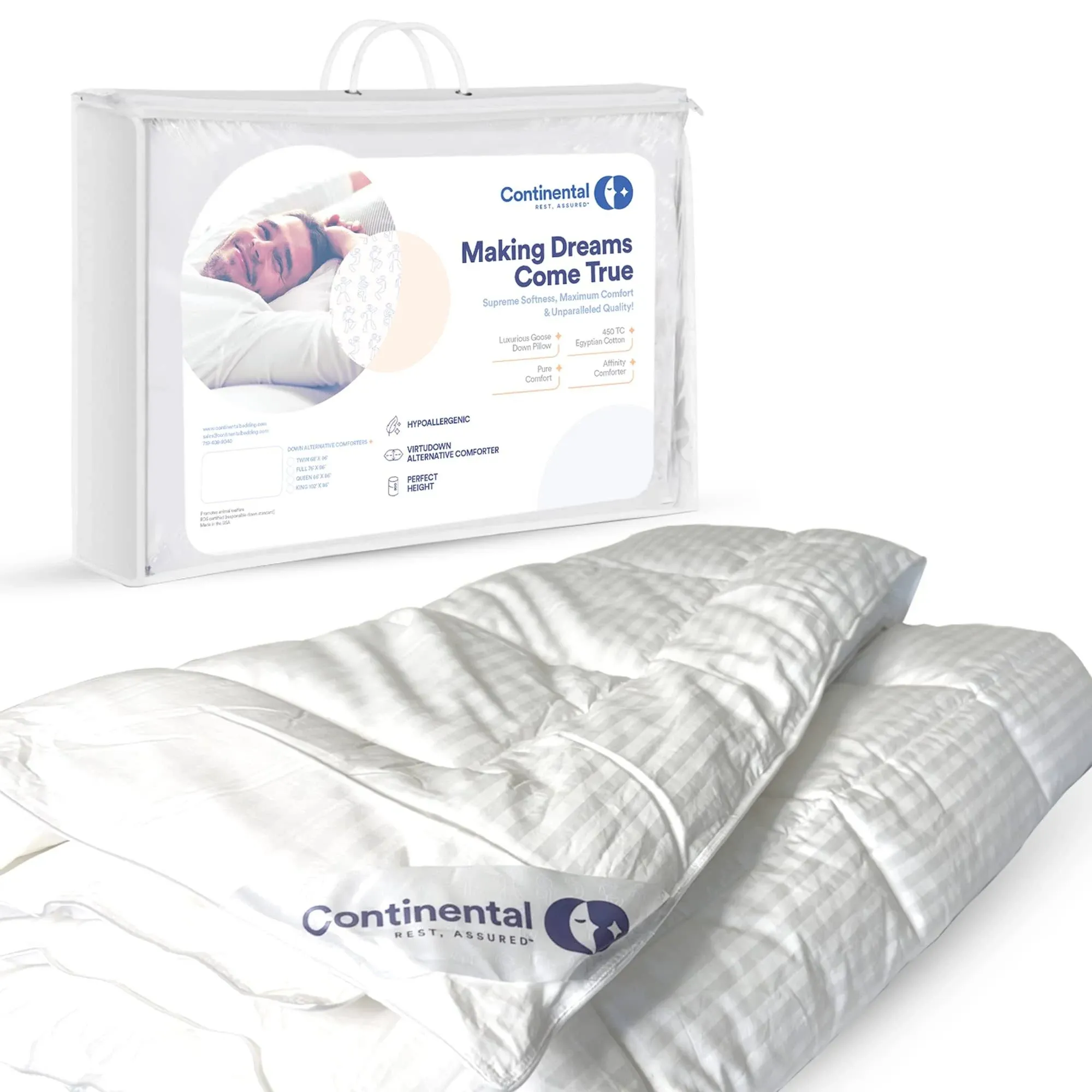 Continental Bedding Affinity Full Size Comforter All Season Quilted Down ...