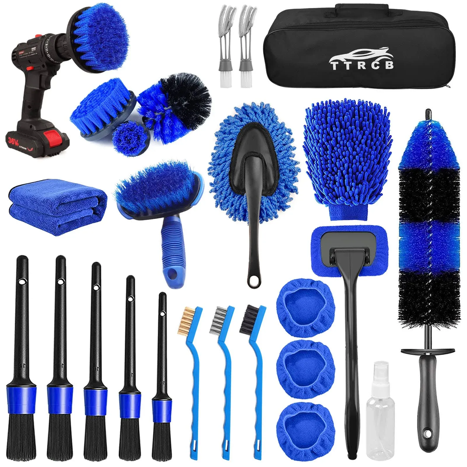 TTRCB 26pcs Car Detailing Brush Set, Car Detailing Kit, Car Detailing Brushes, Car Cleaning Kit, Car Windshield Cleaning Tool, Professional Car Care