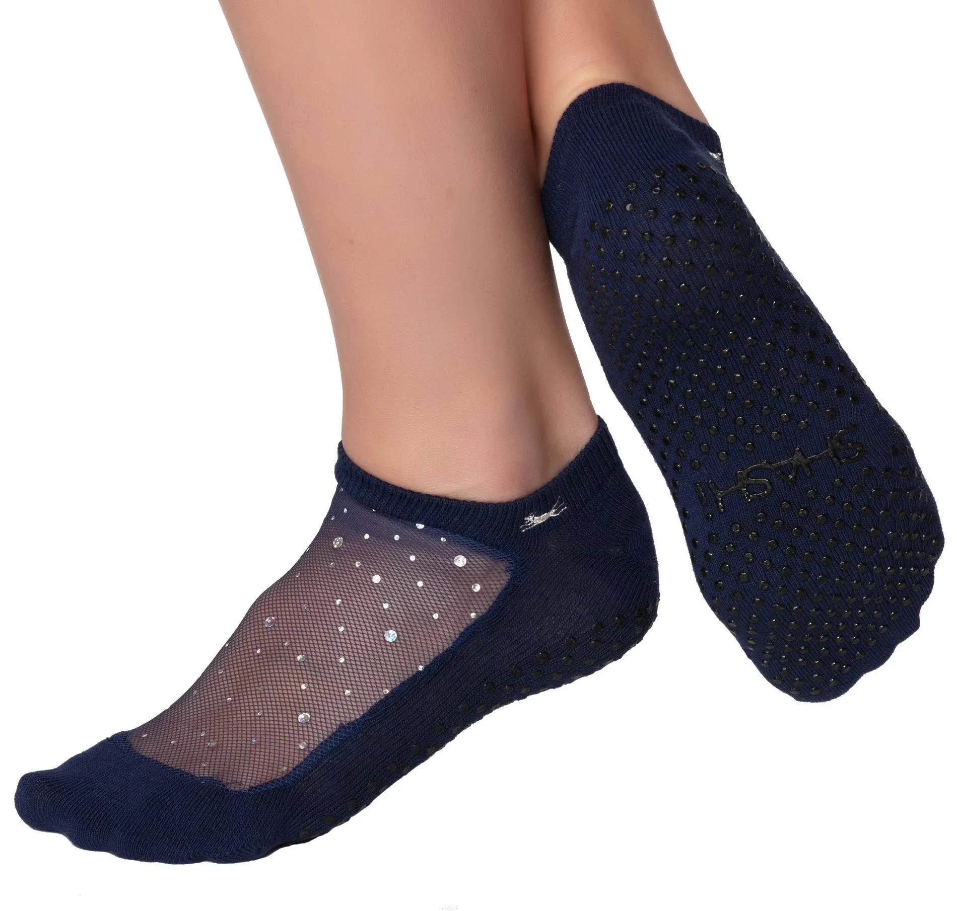 Shashi Nude Mesh Socks - with Grip for Yoga - Non Slip - w/Storage Pouch Pilates ...