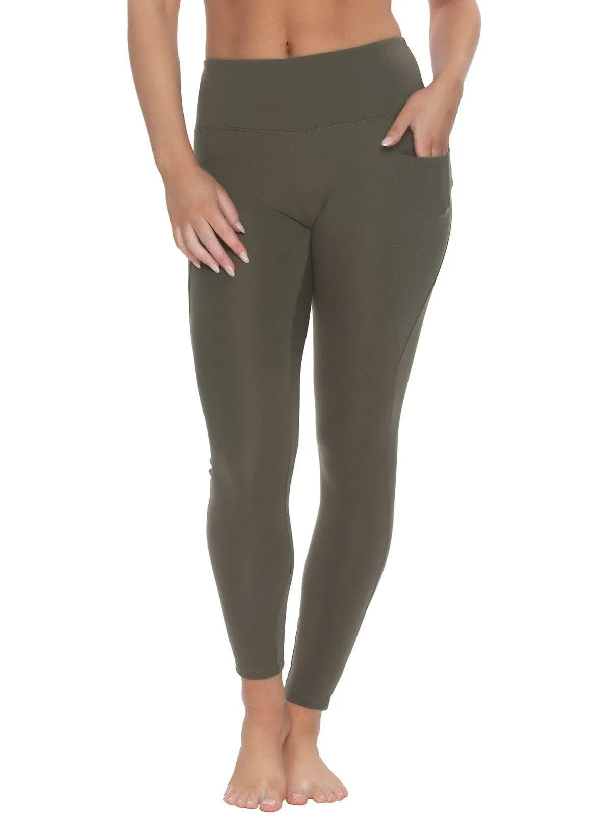 Felina Women's Athletic Pocket Legging (Olive Night, Small)