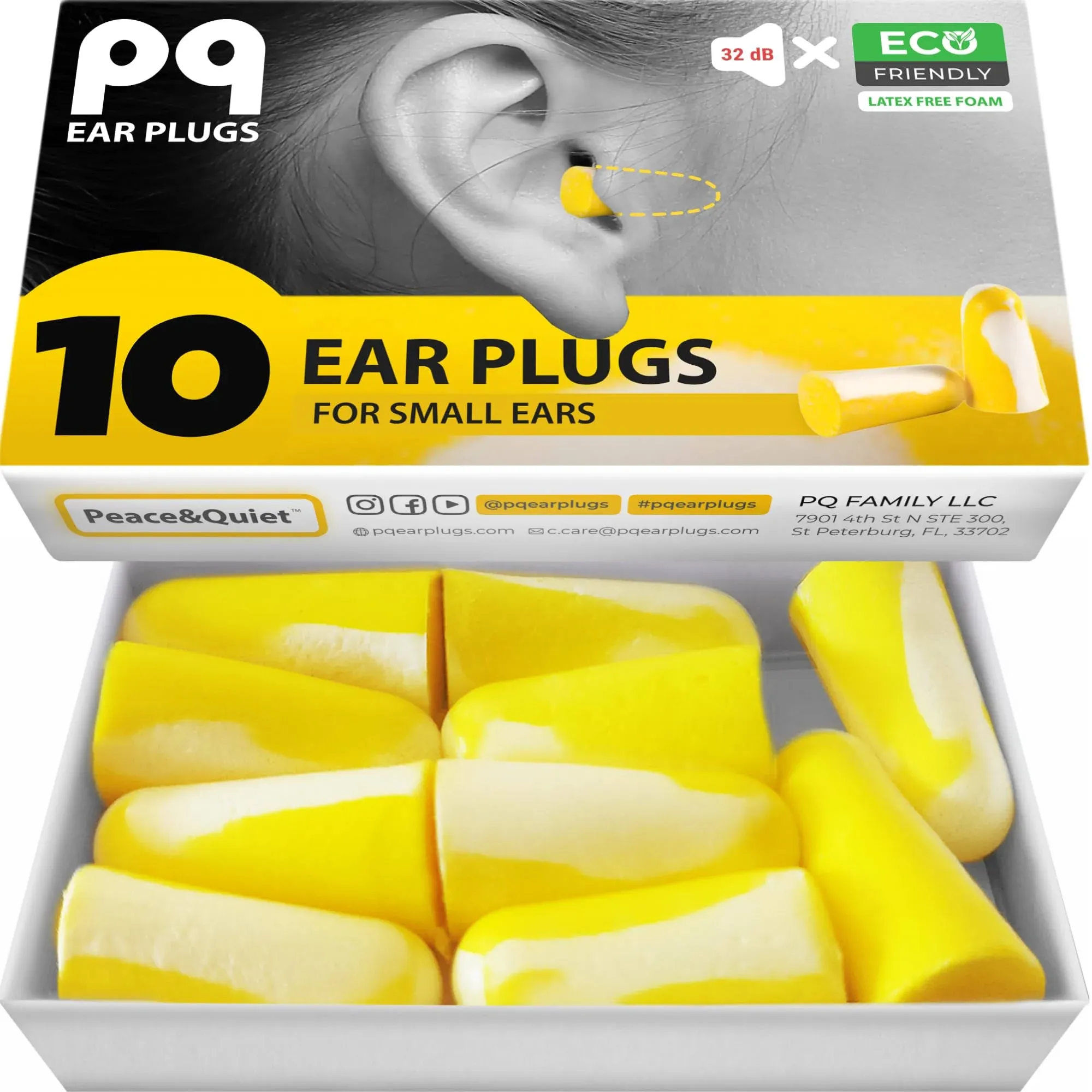 Small Ear Plugs for Sleep - 10 Foam Earplugs for Small Ear Canals Noise Cancel