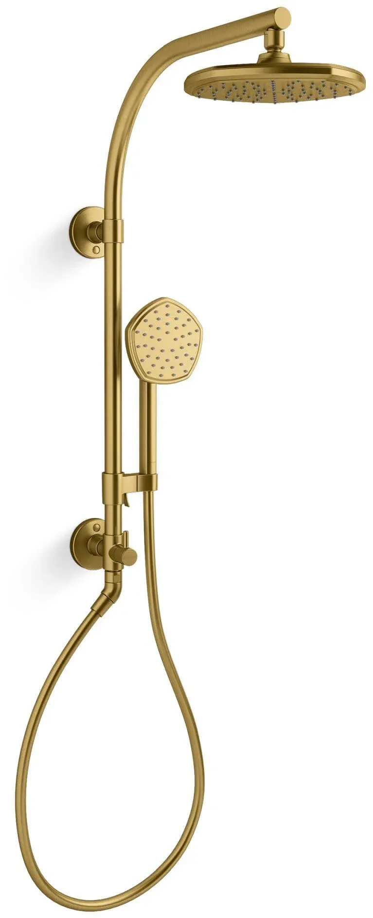 Kohler HydroRail-R Occasion Arch Shower Column Kit with Rainhead and Handshower, 1.75 GPM, 27118-G, Vibrant Brushed Moderne Brass