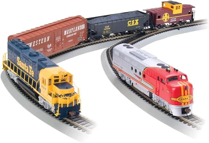 Bachmann Trains HO Scale Digital Commander Santa Fe Ready-To-Run With GP40 and FT Diesel Locomotives Electric Powered Model Train Set