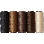 5 Rolls Sewing Threads Hair Extension Threads Weaving Threads Using for Hand Sewing Hair Welf Wig DIY (Black, Brown, Dark Brown, Beige, Khaki)