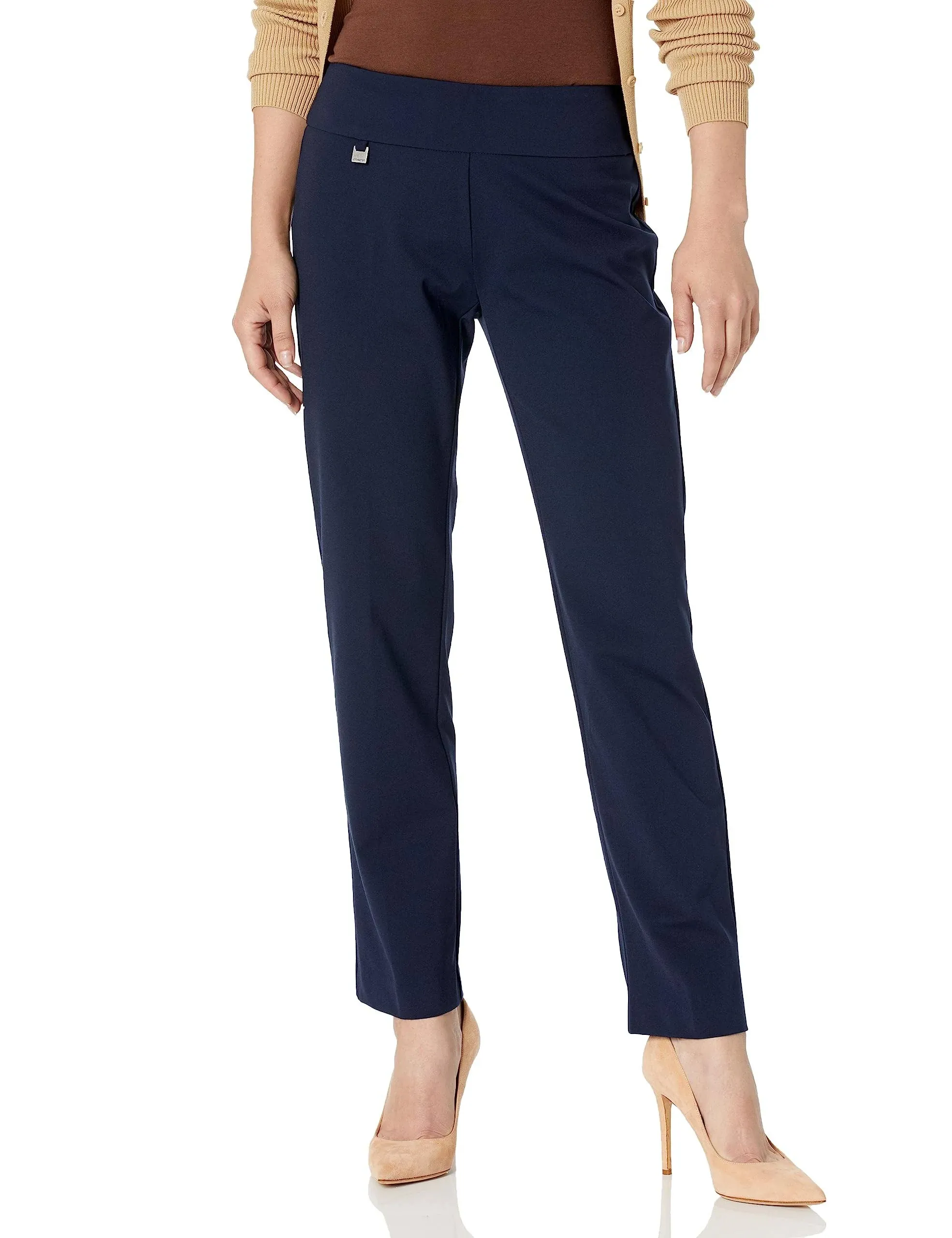 Multiples Petite Wide Band Pull On Relaxed Leg Pant - Midnight 8p