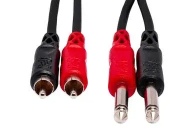 Hosa CPR-202 Dual 1/4" TS to Dual RCA Stereo Interconnect Cable, 2 Meters, 6.6 Feet, Black